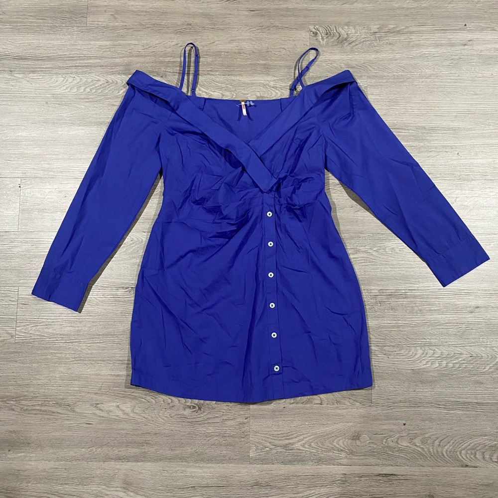 Free People After Hours Mini Shirt Dress Endless Summer Canyon Iris‎ Large - Picture 2 of 6